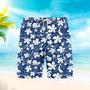 Snails On The Vine White Blue Floral Beach Shorts For Men