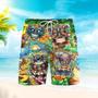 Tiki Tiki Hippie Smile Green Beach Shorts For Men