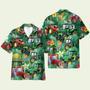 Tractor Tropical Tropical Green Leaf Forest Pattern Hawaiian Shirt