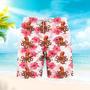 Tropical Flowers Hibiscus Octopus Pink Flowers Beach Shorts For Men