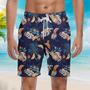 Tropical Leaf With Exotic Parrot Birds Beach Shorts For Men