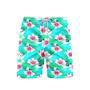 Tropical White Hibiscus Flowers With Green Leaves Beach Shorts For Men