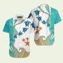 Turtle Beach Starfish Blue And White Hawaiian Shirt