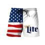 USA Flag Fourth Of July Miller Lite Swim Trunks