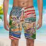 USA Vintage Retro Beach Shorts For Men