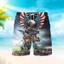 USMC Semper Fidelis War American Flag Beach Shorts For Men