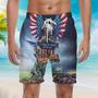 USMC Semper Fidelis War American Flag Beach Shorts For Men