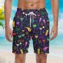 Vibrant Neon Cocktails Party Beach Shorts For Men