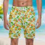 Watercolor Orange Fruit Pattern Beach Shorts For Men