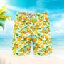 Watercolor Orange Fruit Pattern Beach Shorts For Men