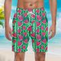 Watermelon Slices And Tropic Leaves Beach Shorts For Men