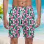 Watermelon Tropical Green Leaf Beach Shorts For Men