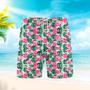 Watermelon Tropical Green Leaf Beach Shorts For Men