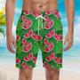 Watermelon With Tropical Leaves Beach Shorts For Men