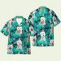 West Highland White Terrier In Tropical Green Leaves Hawaiian Shirt