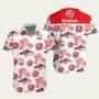 Yamaha Logo White And Red Pattern Hawaiian Shirt