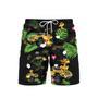 Yellow Duck Besides Truck Green Leaves Beach Shorts For Men