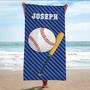 Baseball Monogrammed Beach Towels Adults Kids Unique Summer Gift