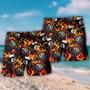 Billiard Eight Ball Burning With Fire Flames Beach Short