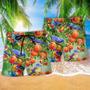 Bird Something Peach Blue Beach Short