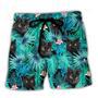 Black Cat Lover Tropical Leaf Beach Short