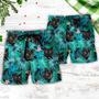 Black Cat Lover Tropical Leaf Beach Short