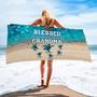 Blessed Grandma Sea Turtle Grandkids Custom Beach Towels Design