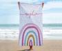 Boho Rainbow Personalized Beach Towels Unique Gift Young Ones