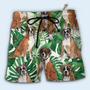 Boxer Dog Tropical Leaf Beach Short