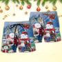 Christmas Family In Love Snowman So Happy Xmas Art Style Beach Short