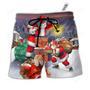 Christmas Having Fun With Santa Claus Gift For Xmas Art Style Beach Short