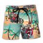 Christmas In July Driving With Santa Claus On Summer Beach- Beach Short