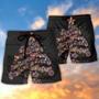 Christmas Motorcycle Tree Retro Style Beach Short