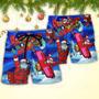 Christmas No Reindeer Any More Santa Loves Airplane Magic Night Beach Short