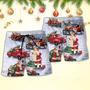 Christmas Santa Claus Funny Red Truck Gift For Xmas Painting Style Beach Short