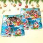 Christmas Santa Claus Play On The Beach Mele Kalikimaka Funny Beach Short