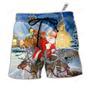 Christmas Santa Claus Reindeer Gift For Xmas Art Style Beach Short