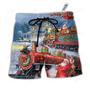 Christmas Santa Claus Train Gift For Xmas Painting Style Beach Short