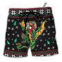 Christmas Santa Claus With Dragon Beach Short