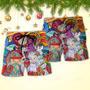 Christmas Santa Colorful Geometry Beach Short