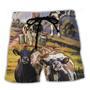 Cow Dancing In The Australian Landscape Funny Art Style Beach Short