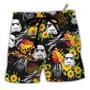 Darth Stormtrooper Helmet Autumn Wild Sunflowers Beach Short