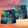 Fishing Shark Crazy Art Style Beach Short