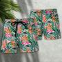 Flamingo Colorful Tropical Leaf Style Beach Short