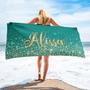 Gold Sparkle Personalized Beach Towels Name Gold Glitter Ideal Gift Her