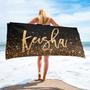 Gold Sparkle Personalized Beach Towels Name Gold Glitter Ideal Gift Her