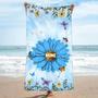 Grandma Flower Painting Grandkids Personalized Beach Towels Design