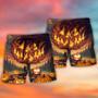 Halloween Pumpkin Burning Crazy Style Beach Short