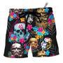 Halloween Stormtrooper Skull Tropical Neon Beach Short