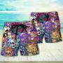 Hippie Mushroom And Skull Colorful Art Beach Short